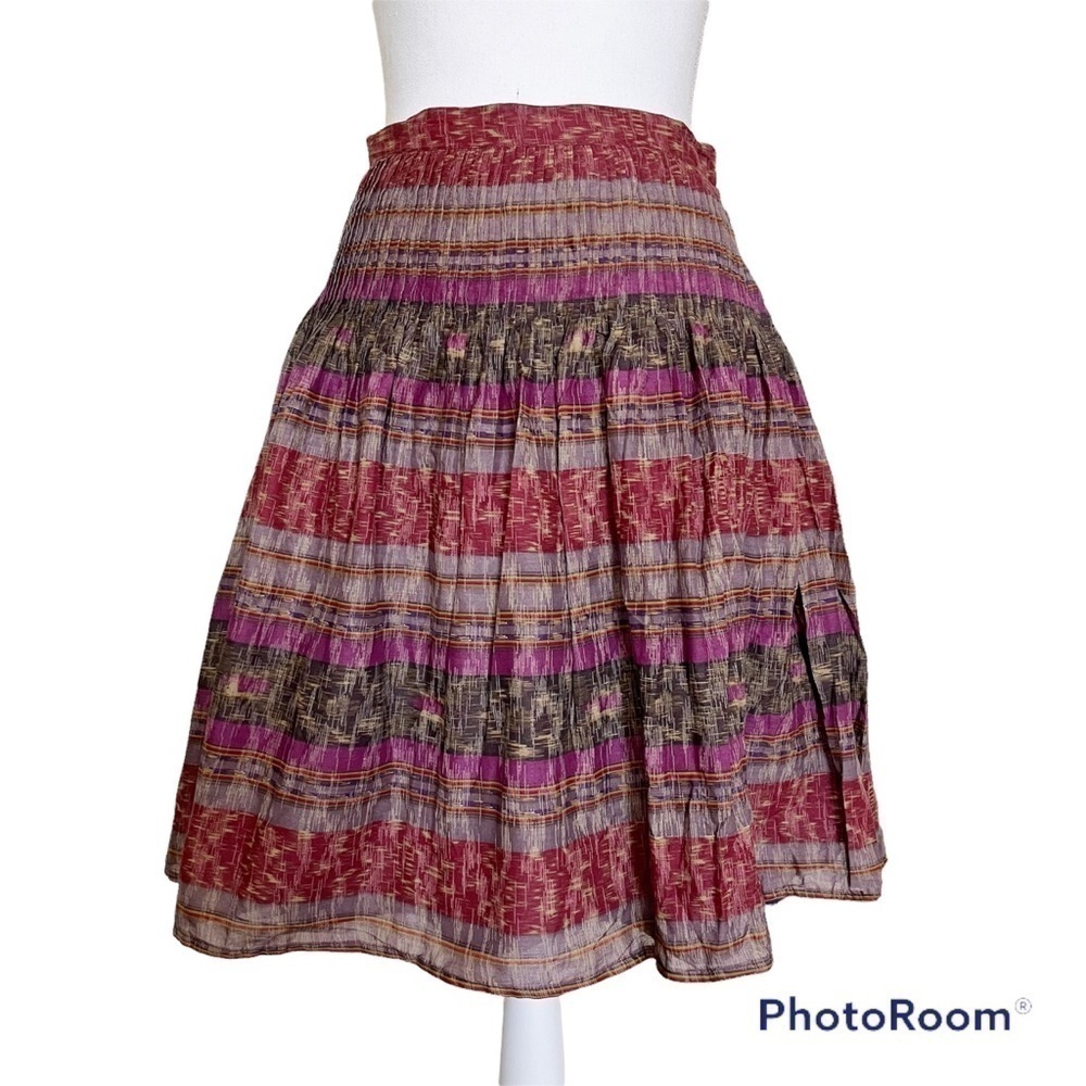 Kate Hill 100% Cotton Pleated A-Line Skirt Multicolor Size 2P